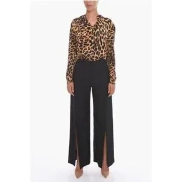 Burberry Wide-leg CHARLIE Trousers with Front Slits - Picture 1 of 4